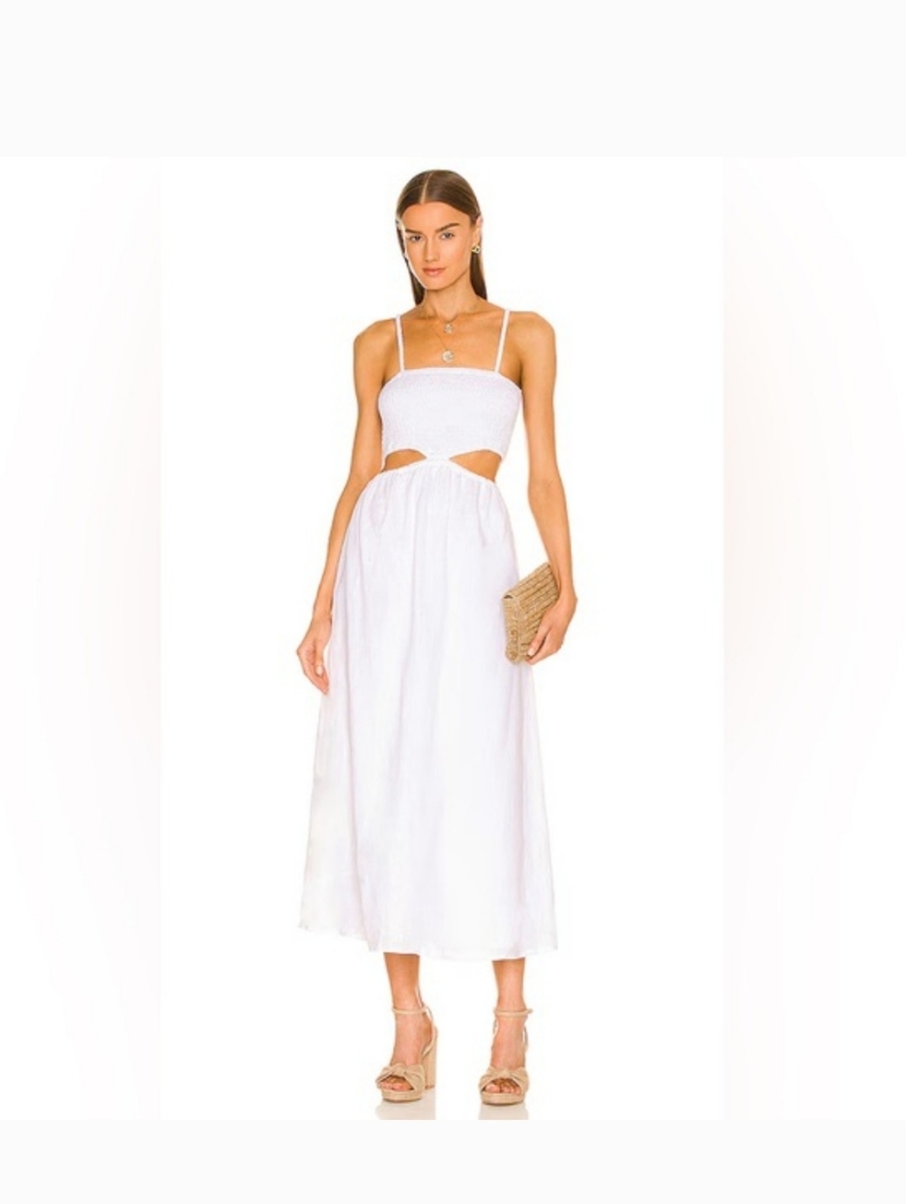 Faithfull the Brand Tayari Midi  White  Midi Sundress